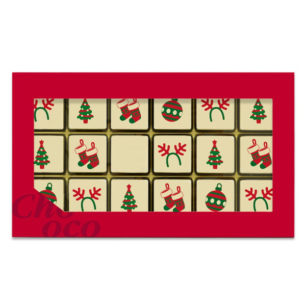 ChocoGiftbox mit 18 Schokoblöckchen 'Weihnachten' + Logo