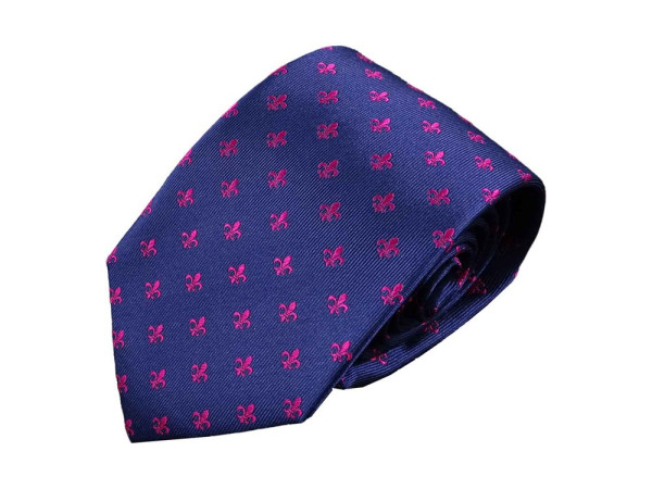 Krawatte Fleur de Lis - 100% Seidenkrawatten. Edel Männer-Design Krawatte blau für Business, Hochzei