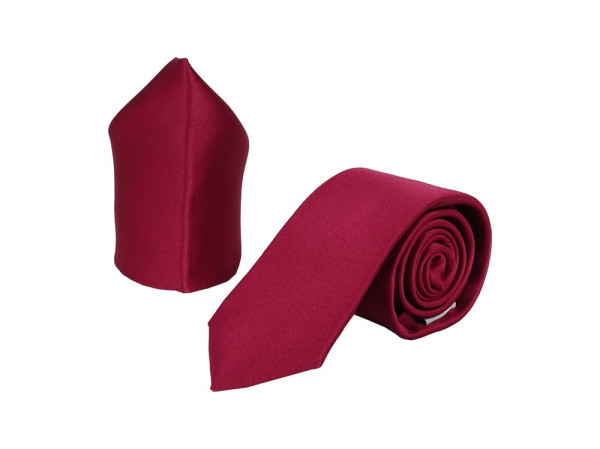Krawattenset für Herren - Krawatte und Einstecktuch aus Satin Mikrofaser - Hangefertigt in Italien -