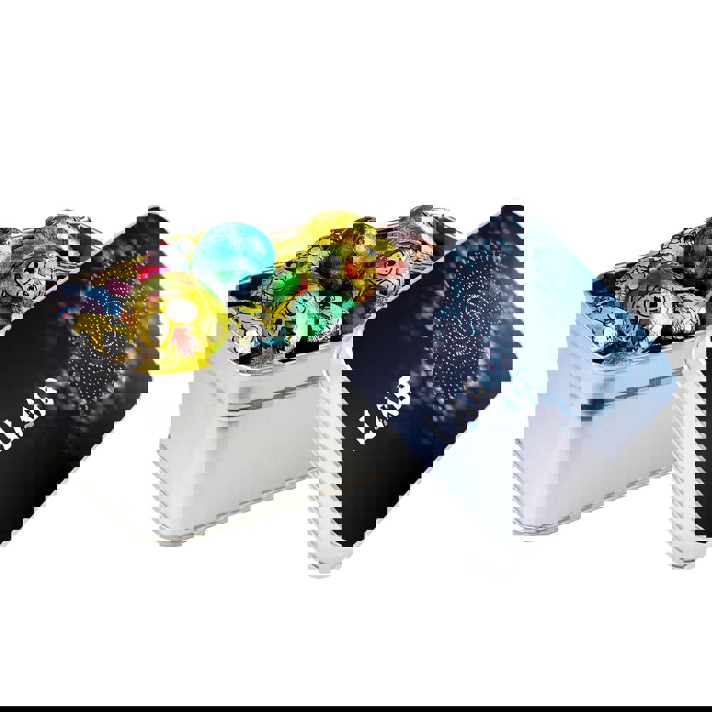 Rechteckige Dose gefüllt mit Süßigkeiten - silber