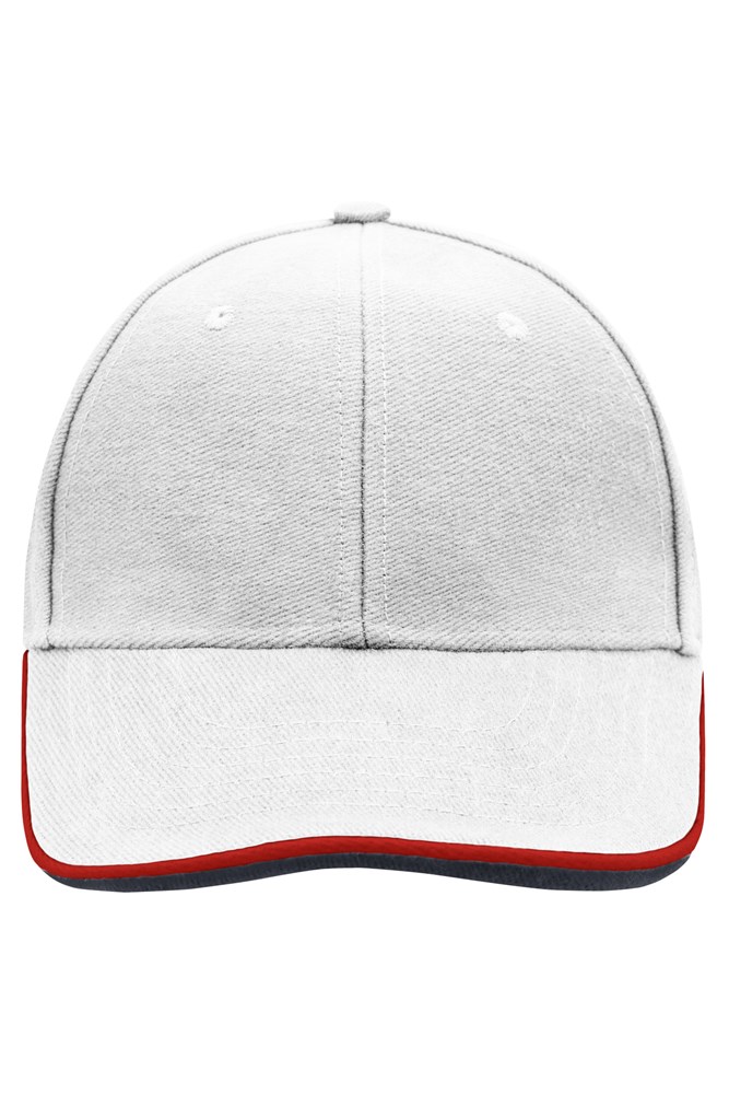 6 Panel Double Sandwich Cap - White/red/navy (ca. Pantone white
185C
2767C)