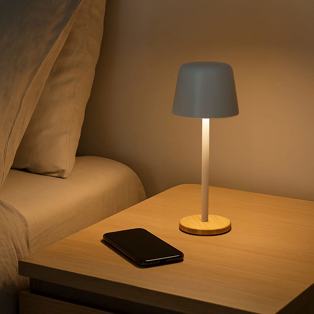 Solis Dimmbare Tischlampe mit Bambusfuß