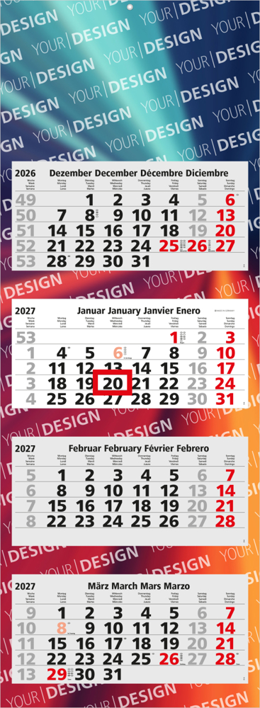 4-Monatskalender Mehrblock Quadro Light 4 EXPRESS