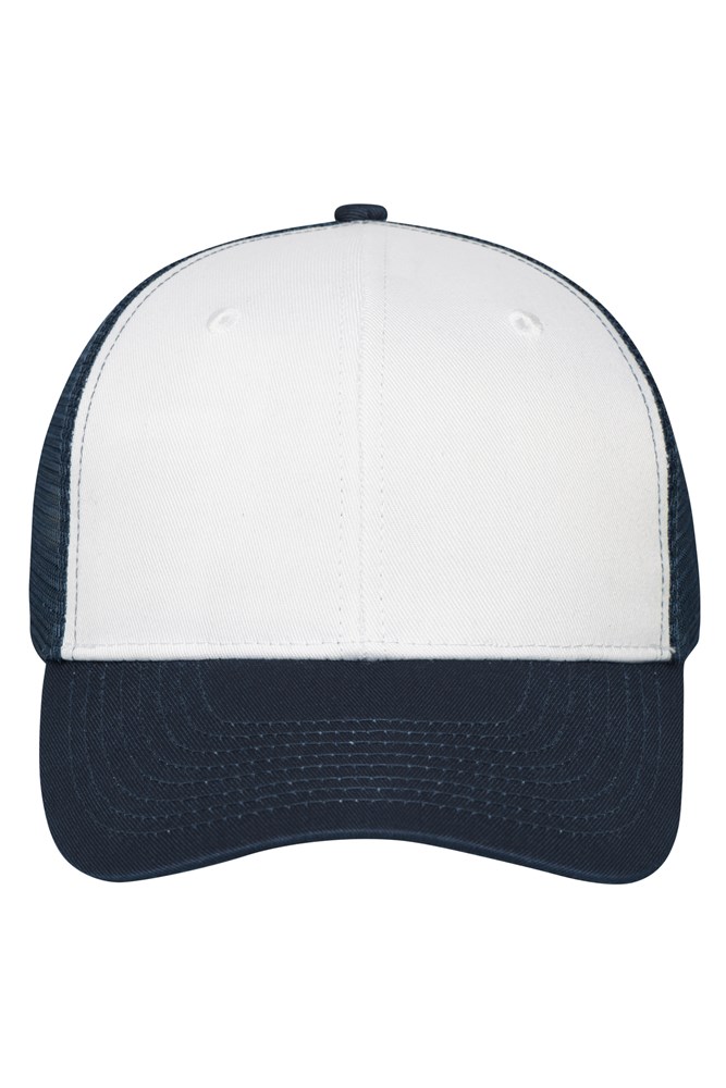 6 Panel Mesh Cap - White/navy (ca. Pantone white
296C)