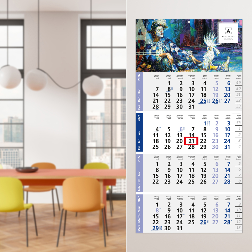 4-Monatskalender Einblatt Logic 4 Post A