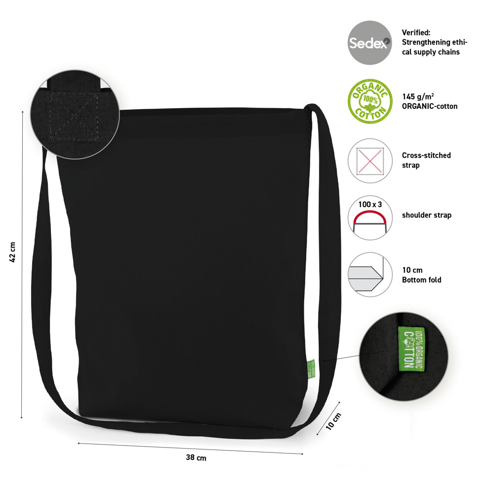 KOBLENZ – Bio-Baumwolltasche mit einem langen Umhängegurt