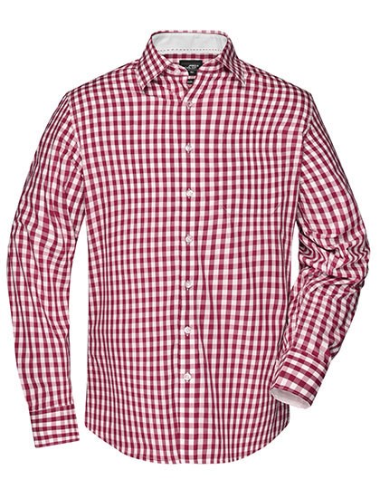 Daiber - Men´s Checked Shirt - Bordeaux, White