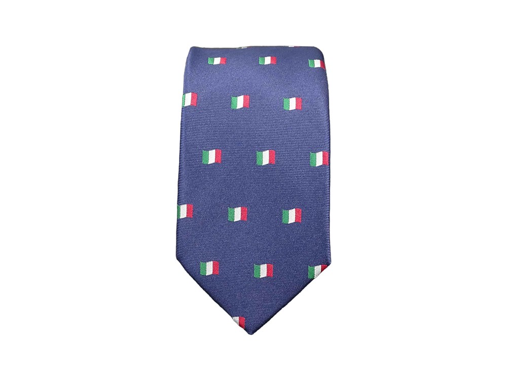 Krawatte für Herren aus Mikrofaser - Elegant und Schmal - Handgefertigt in Italien - Italien Flagge 150 x 7 cm - blau grün weiß rot