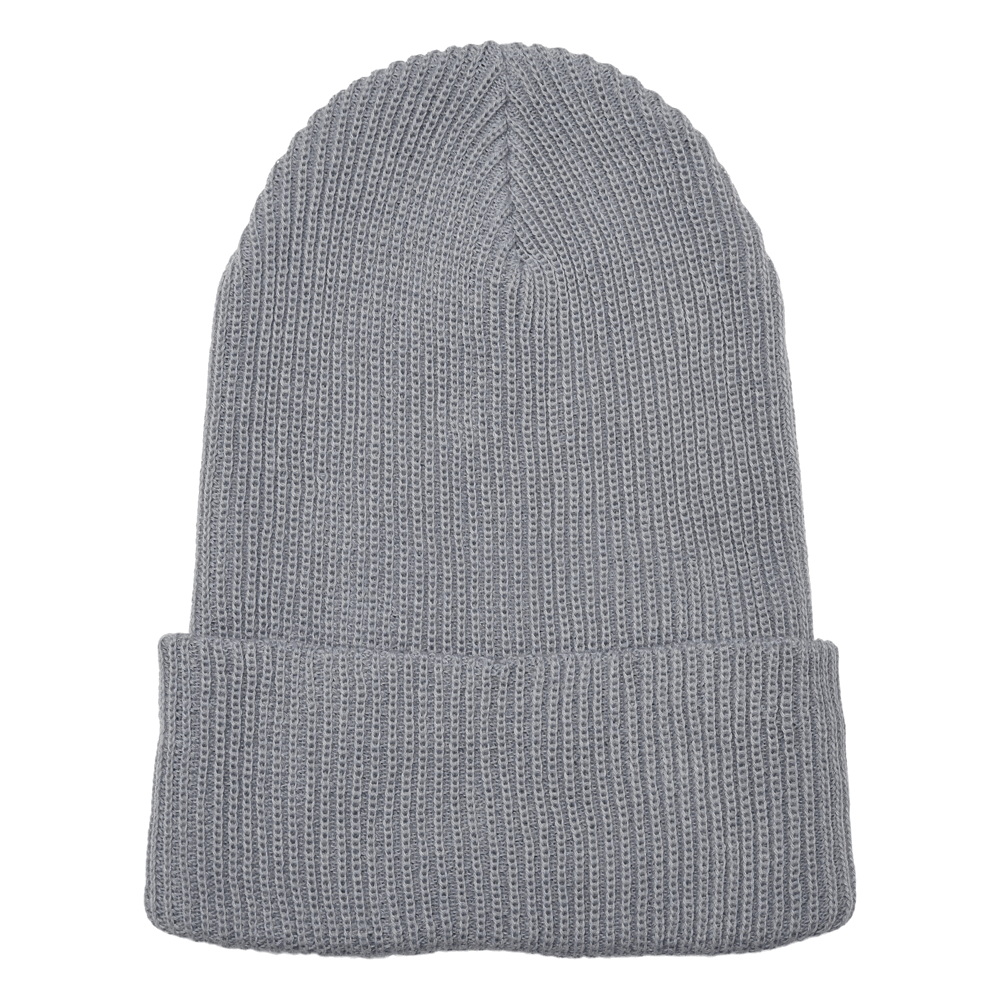 Recycled Yarn Ribbed Knit Beanie - Grey