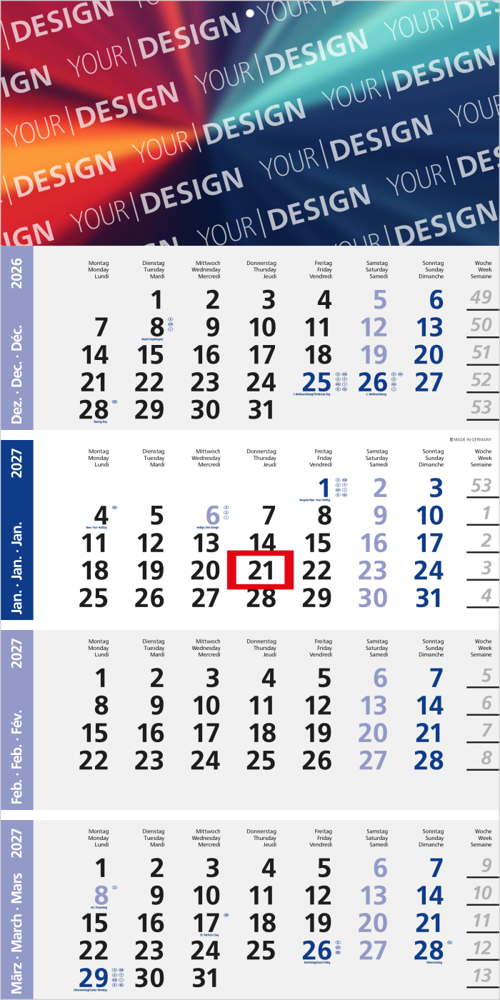 4-Monatskalender Einblatt Logic 4 Post A