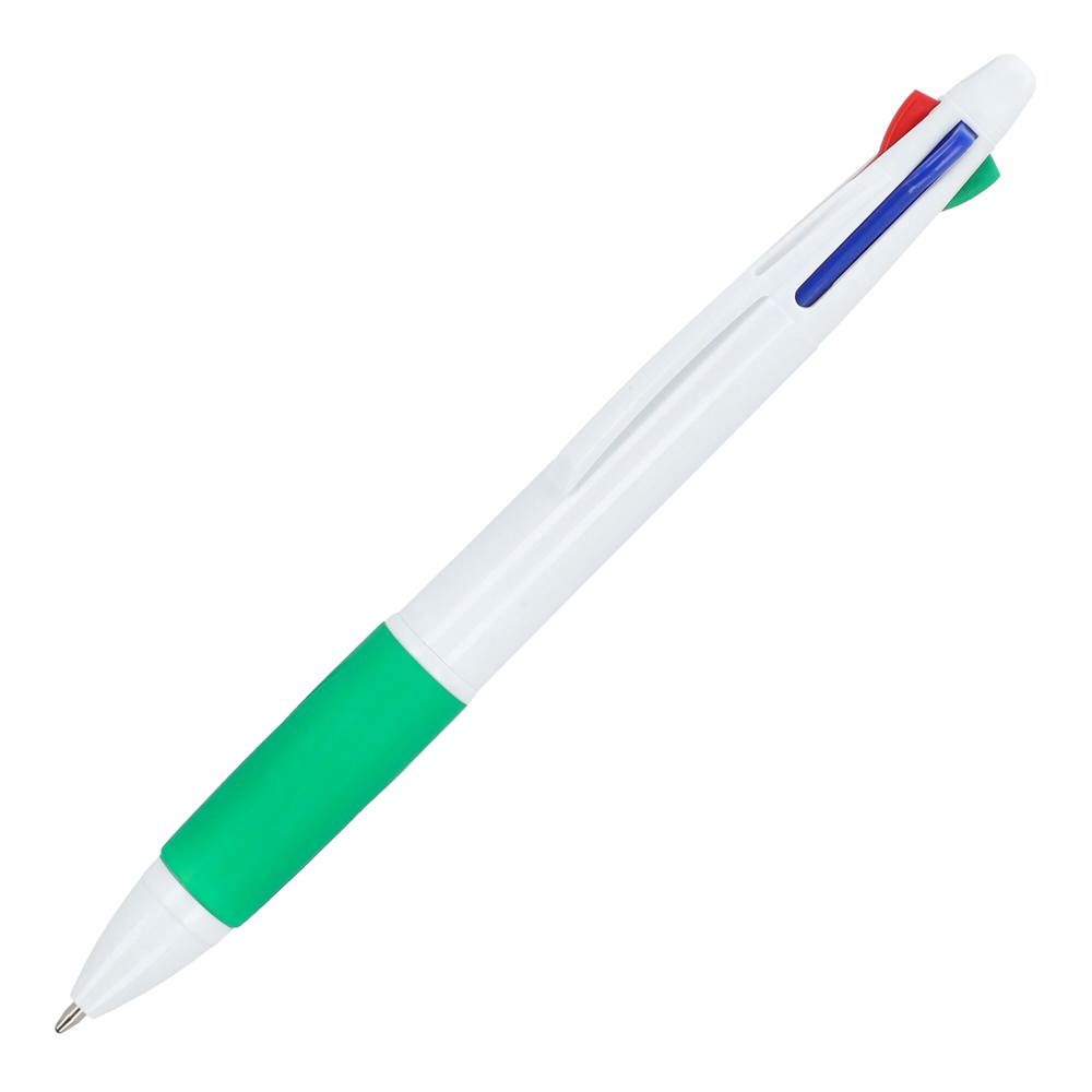 4-Farben-Stift mit Griffzone - Weiss / Grün
