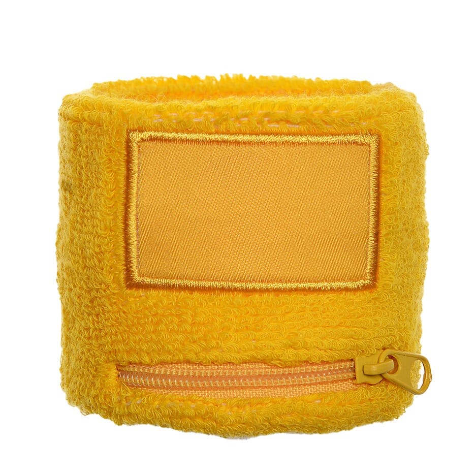 Nilton's Frottier Armschweißband mit Label und Reißverschlußfach - Gelb (PMS 101c) / Gelb