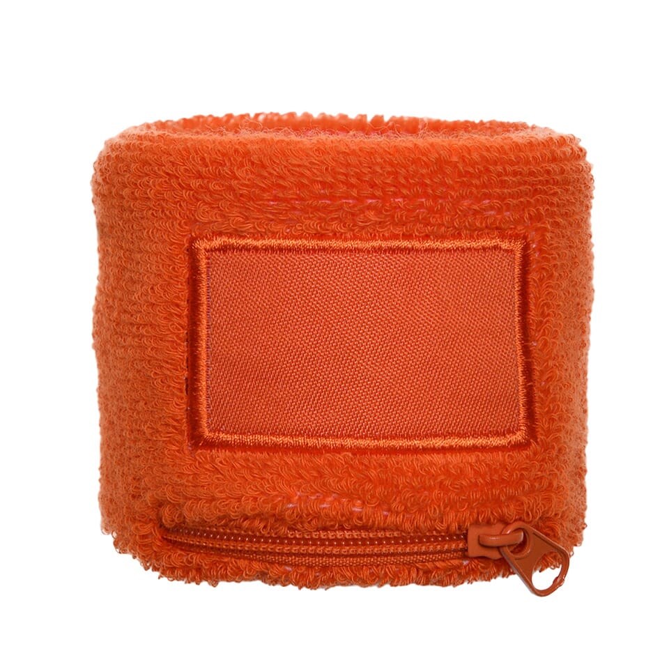 Nilton's Frottier Armschweißband mit Label und Reißverschlußfach - Orange (PMS 165c) / Orange