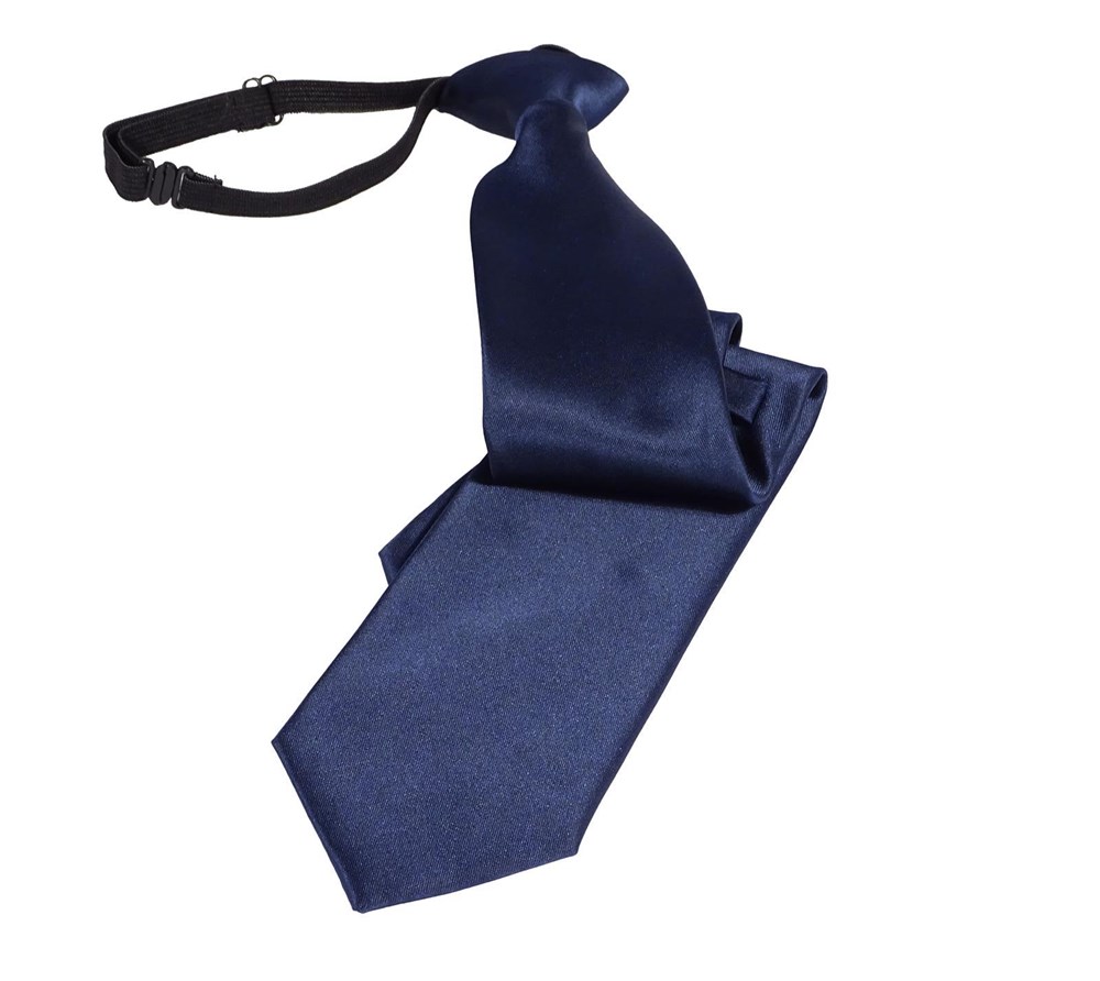 Krawatte mit Gummizug - Sicherheitskrawatte - Bereits gebundene Krawatten im Satin Finish - 51 x 7 cm - blau