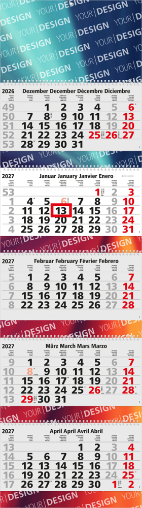 5-Monatskalender Mehrblock Grande Wire-O 5