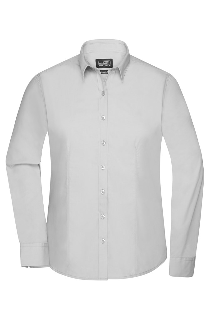 Ladies' Shirt Long-Sleeved Poplin - Light-grey (ca. Pantone 400C)