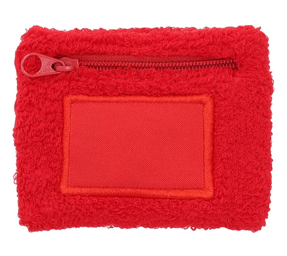 Nilton's Frottier Armschweißband mit Label und Reißverschlußfach - Rot (PMS 199c) / Rot