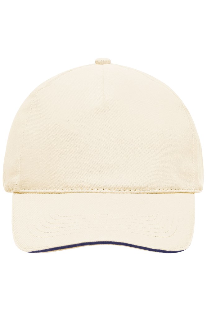 5 Panel Sandwich Cap - Natural/navy (ca. Pantone 7500C
296C)