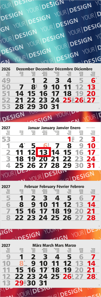 4-Monatskalender Mehrblock Quadro 4 Post