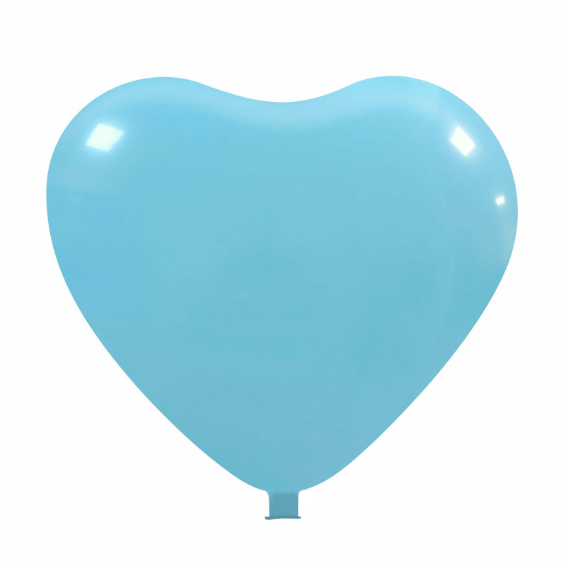 Riesenballons mit Herzform Ø 65 cm / Umfang 170 cm / 25 Inch, Midden blauw (12), Pastel, 160 cm lengte 30 cm Ø 12 inch, 1 drukzijde - Hellblau (11)