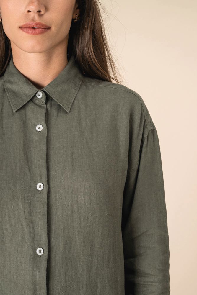 SP5008 - Hemdblusenkleid aus Leinen für Damen