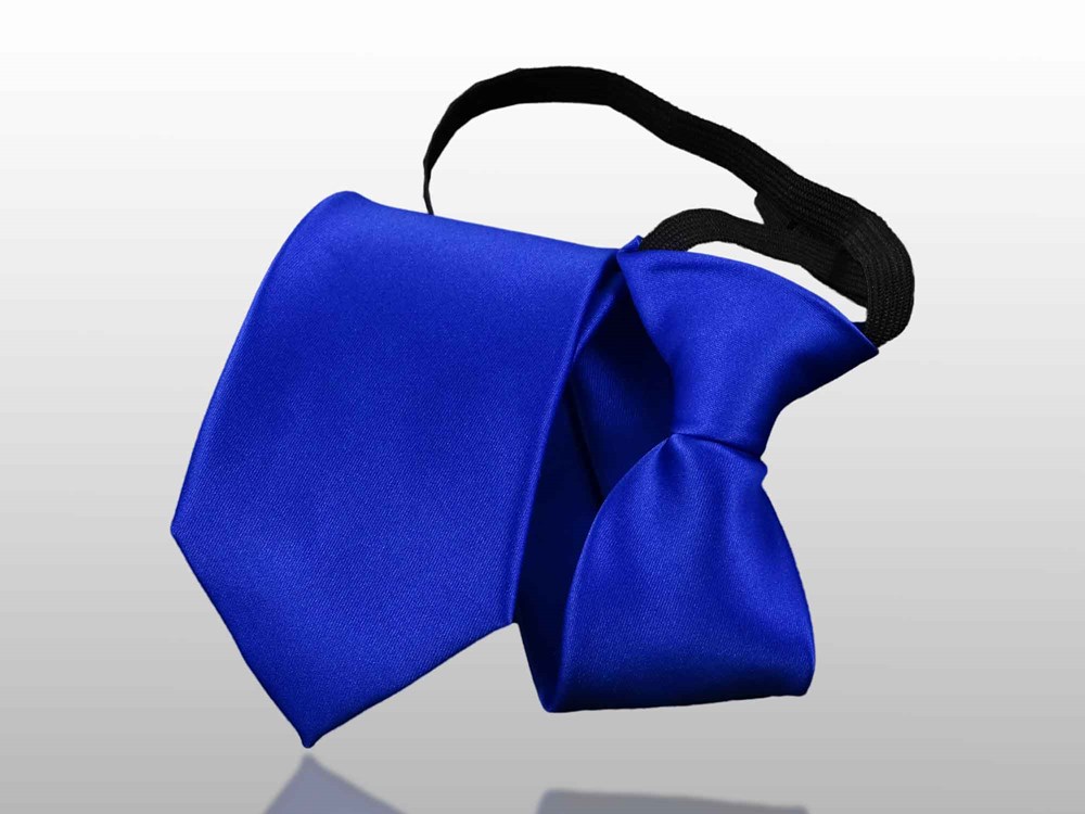 Krawatte mit Gummizug - Sicherheitskrawatte - Bereits gebundene Krawatten im Satin Finish - 51 x 7 cm - Blau