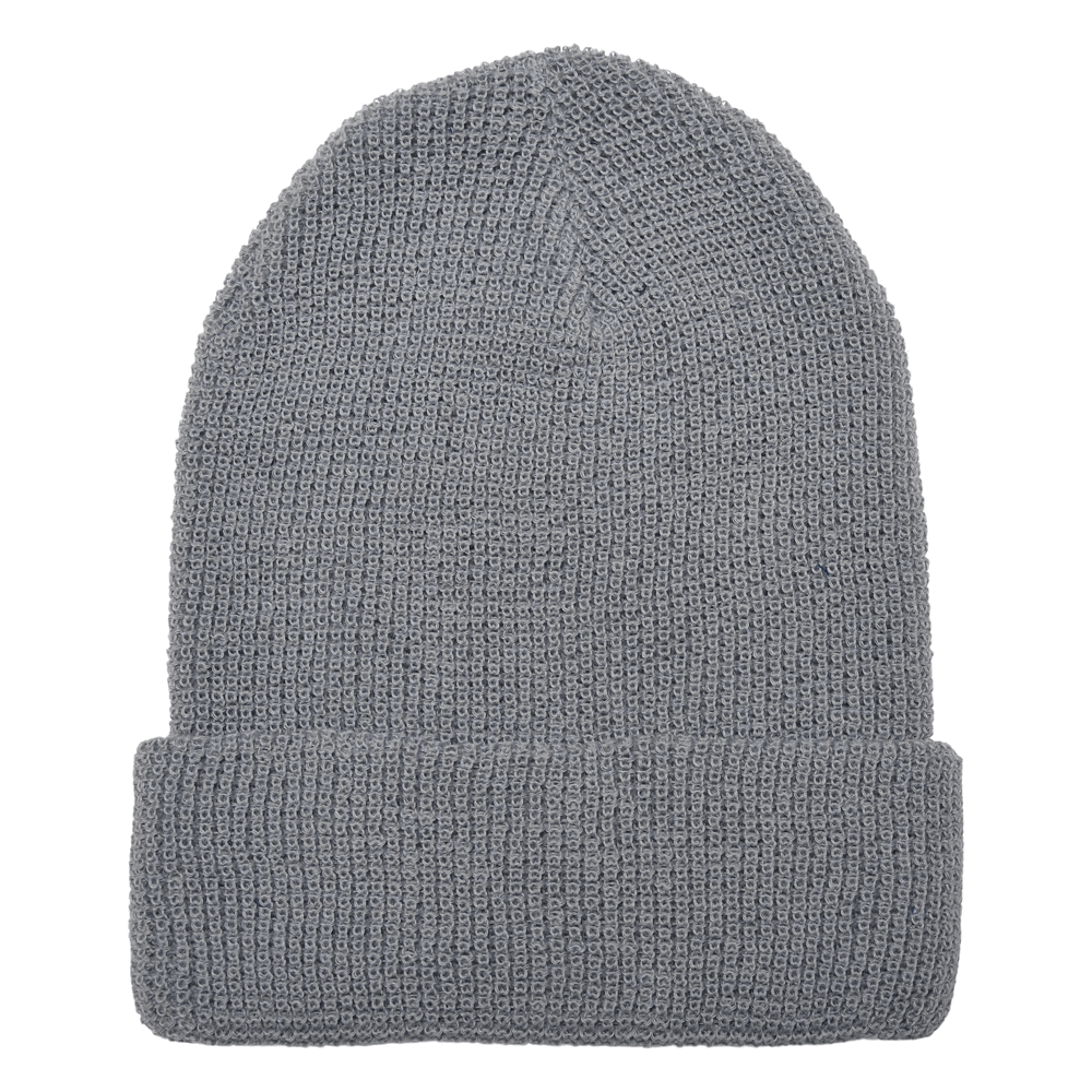 Recycled Yarn Waffle Knit Beanie - Grey