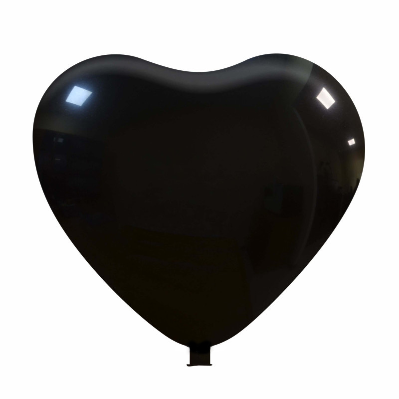 Riesenballons mit Herzform Ø 65 cm / Umfang 170 cm / 25 Inch, Midden blauw (12), Pastel, 160 cm lengte 30 cm Ø 12 inch, 1 drukzijde - Schwarz (17)