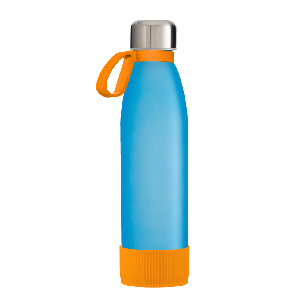 Trinkflasche RETUMBLER-myTOULON GLASS - orange, silber, cyan