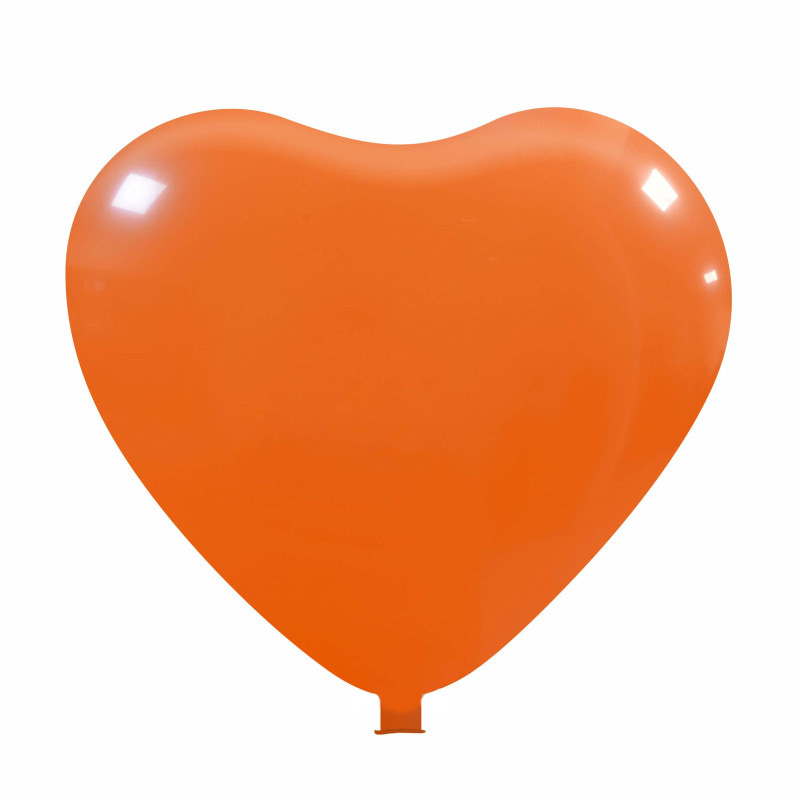 Riesenballons mit Herzform Ø 65 cm / Umfang 170 cm / 25 Inch, Midden blauw (12), Pastel, 160 cm lengte 30 cm Ø 12 inch, 1 drukzijde - Orange (05)