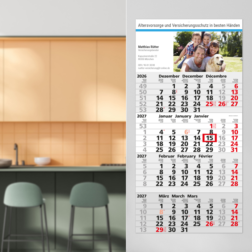 4-Monatskalender Einblatt Mega 4 Post A