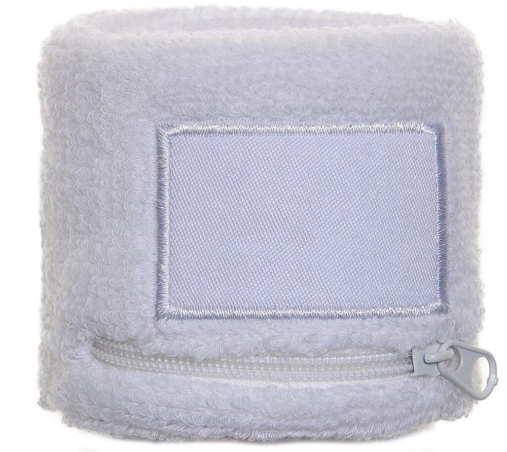Nilton's Frottier Armschweißband mit Label und Reißverschlußfach - Weiß (WHITE) / Weiß