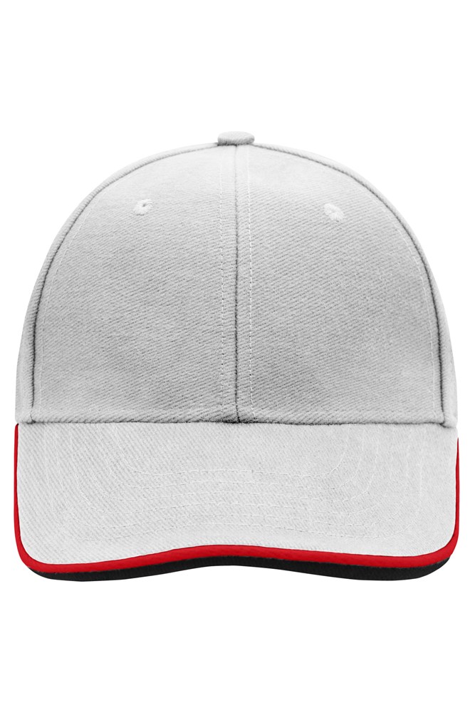 6 Panel Double Sandwich Cap - Light-grey/red/black (ca. Pantone 428C
185C
blackC)