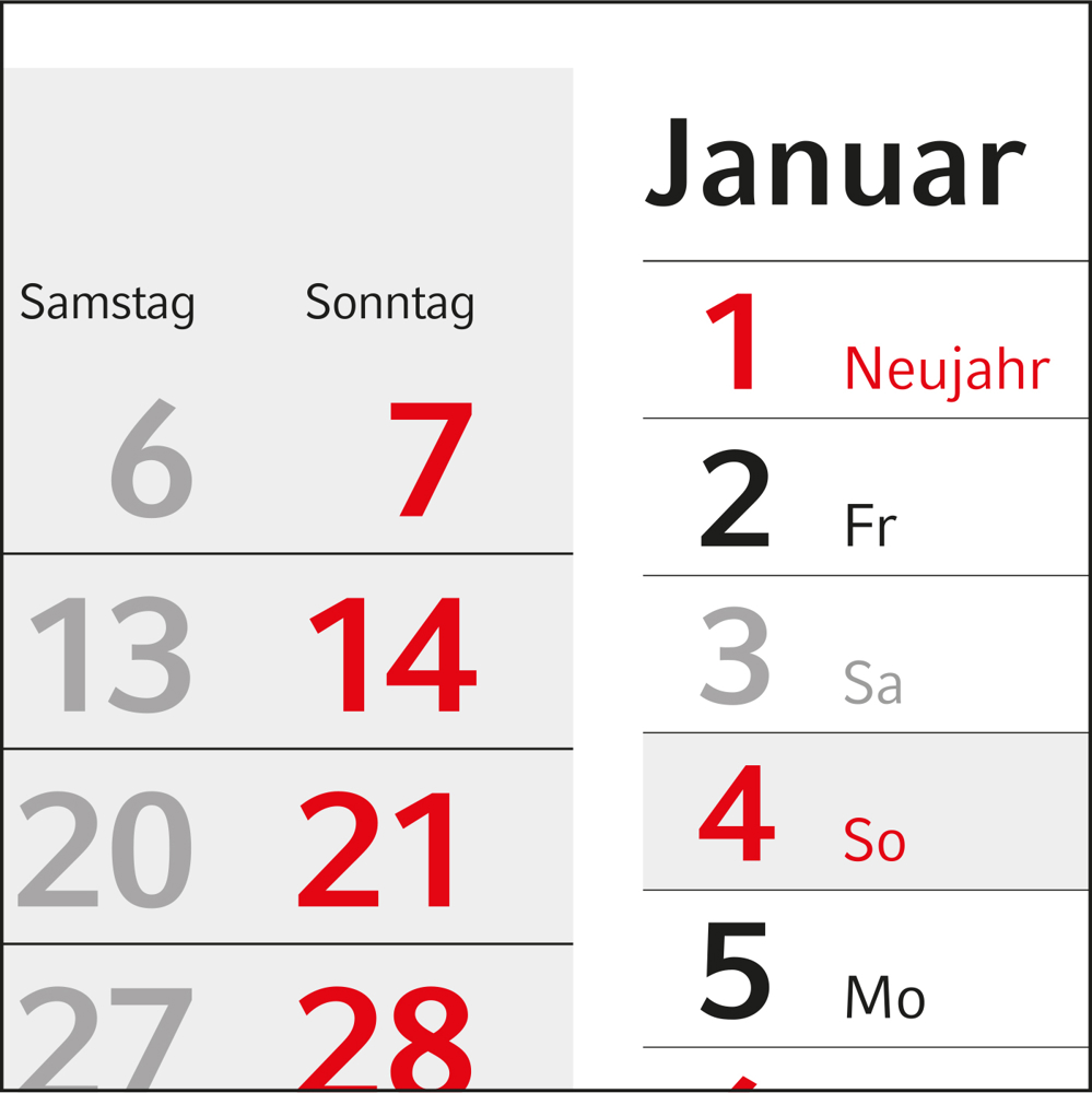 4-Monatskalender Einblatt Konzept 4 Post EXPRESS