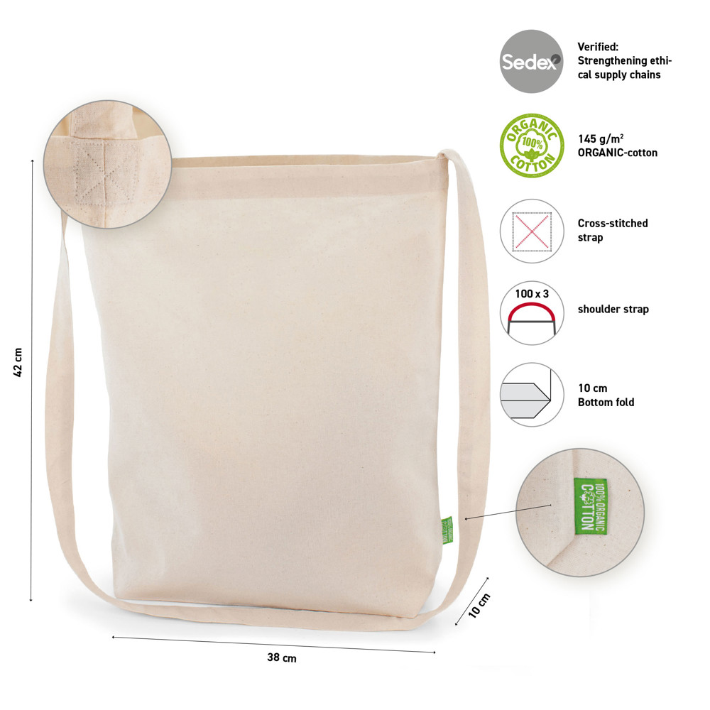 KOBLENZ – Bio-Baumwolltasche mit einem langen Umhängegurt