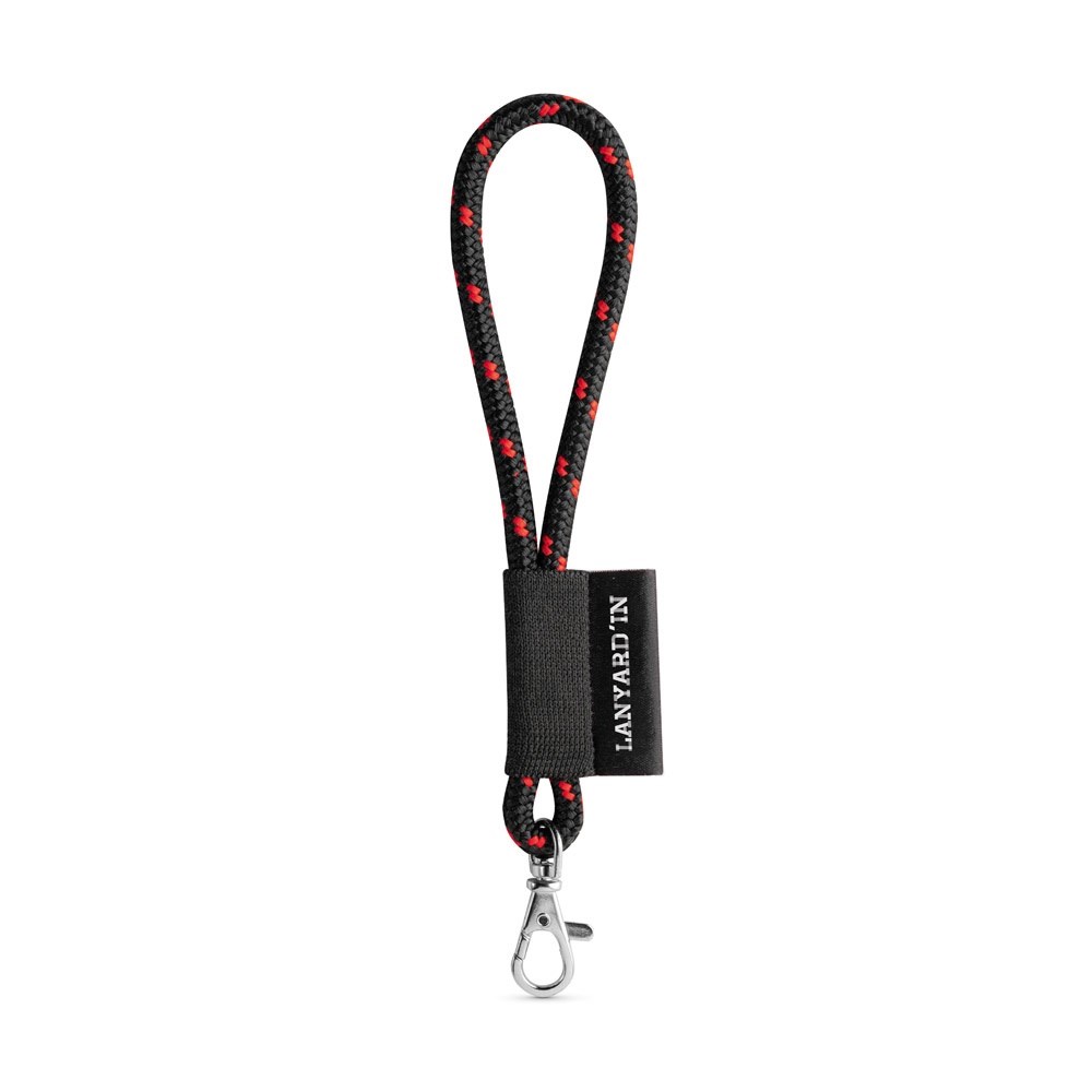 75092. SET Lanyard NAUTIC Short (Ø 7 mm) Set mit 9 mm Schnappkarabiner - schwarz, rot