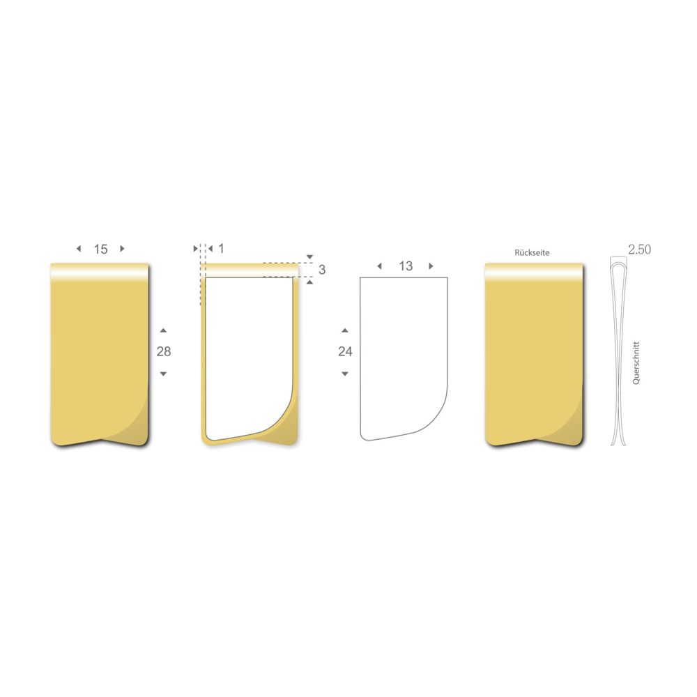 ROMINOX® Mehrweg-Büroklammer Prime Clip in Gold, idealer Mailingartikel für Dokumente, bis zu 12 Seiten Klemmkraft