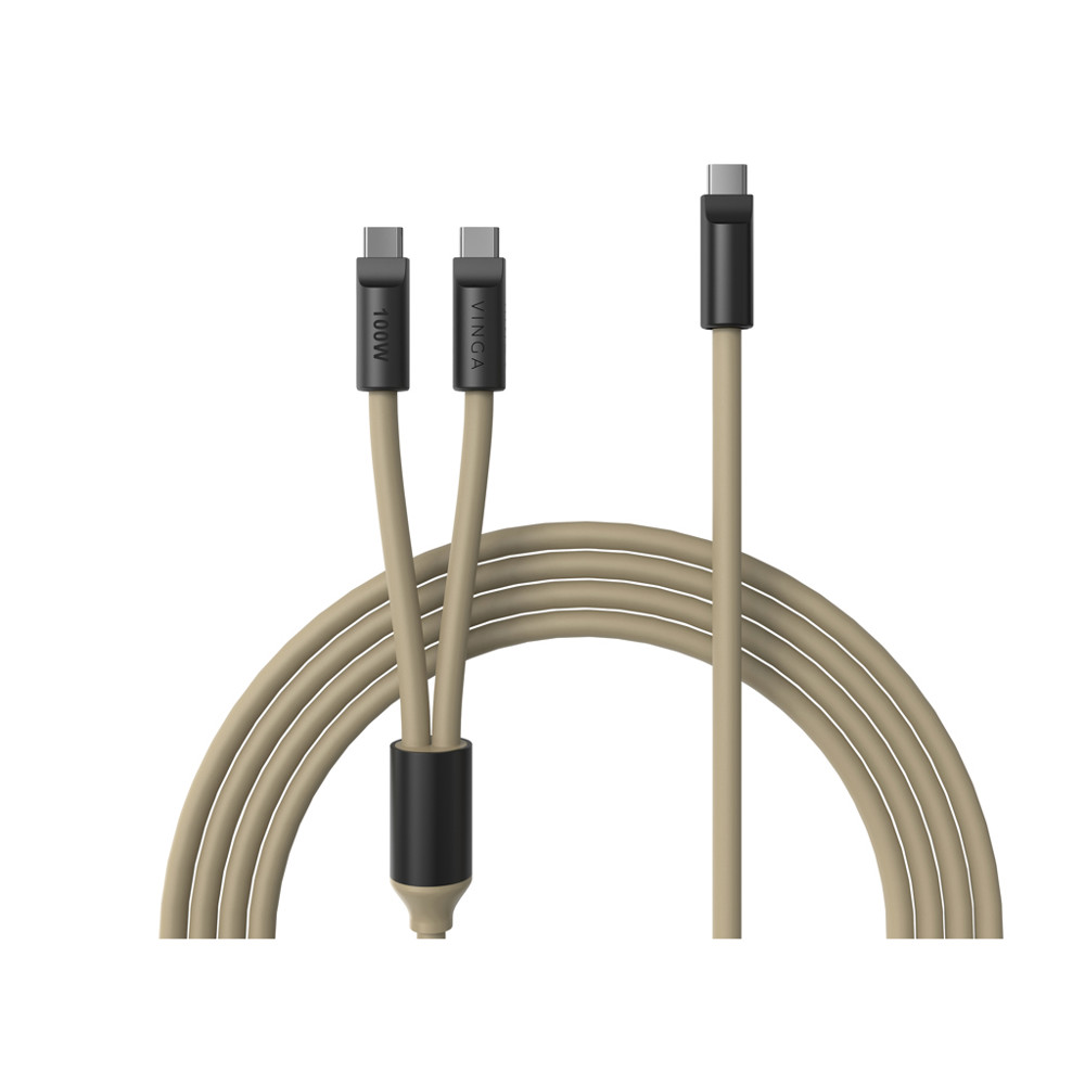 VINGA Baltimore Silikon-Multiladekabel, Type-C to 2x Type-C