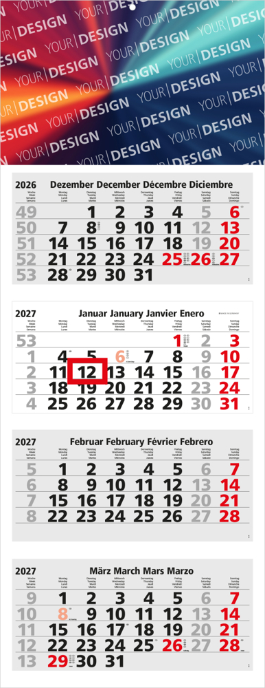 4-Monatskalender Mehrblock Forum Light 4