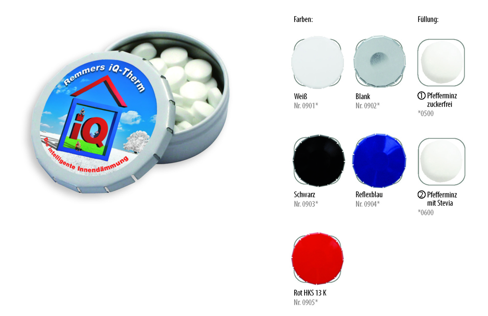 Klick-Dose-45 12 g  ,  Inhalt:  Pfefferminz-Pastillen; Stevia