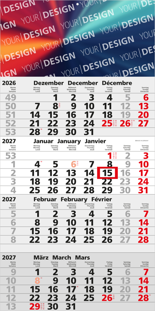 4-Monatskalender Einblatt Mega 4 Post A