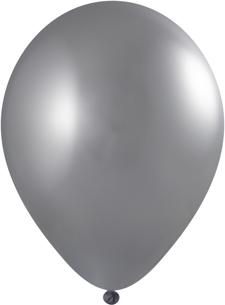 Luftballons mit Druck Qualityprint Ø 35 cm / Umfang 90-100 cm / 12 Inch, Licht blauw Metallic (2650), Metallic, 2 kleuren, 1 drukzijde - Silber Chrom (4700)