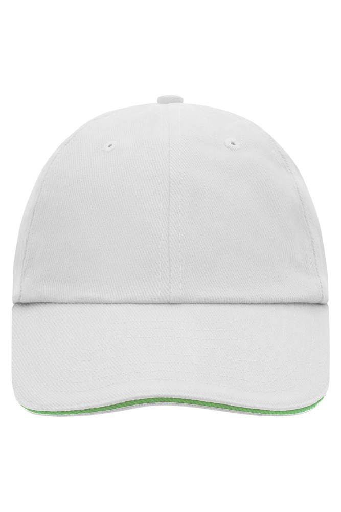 6 Panel Raver Sandwich Cap - White/lime-green (ca. Pantone white
360C)
