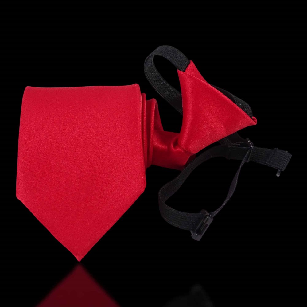 Krawatte mit Gummizug - Sicherheitskrawatte - Bereits gebundene Krawatten im Satin Finish - 51 x 7 cm - Rot