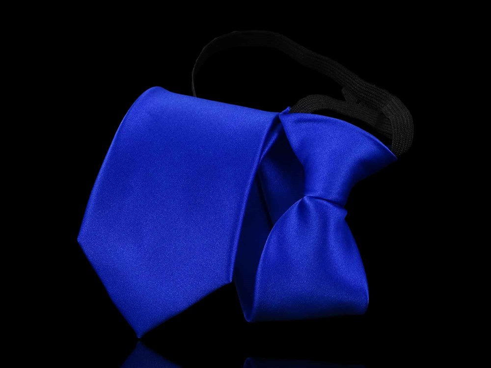 Krawatte mit Gummizug - Sicherheitskrawatte - Bereits gebundene Krawatten im Satin Finish - 51 x 7 cm - Blau