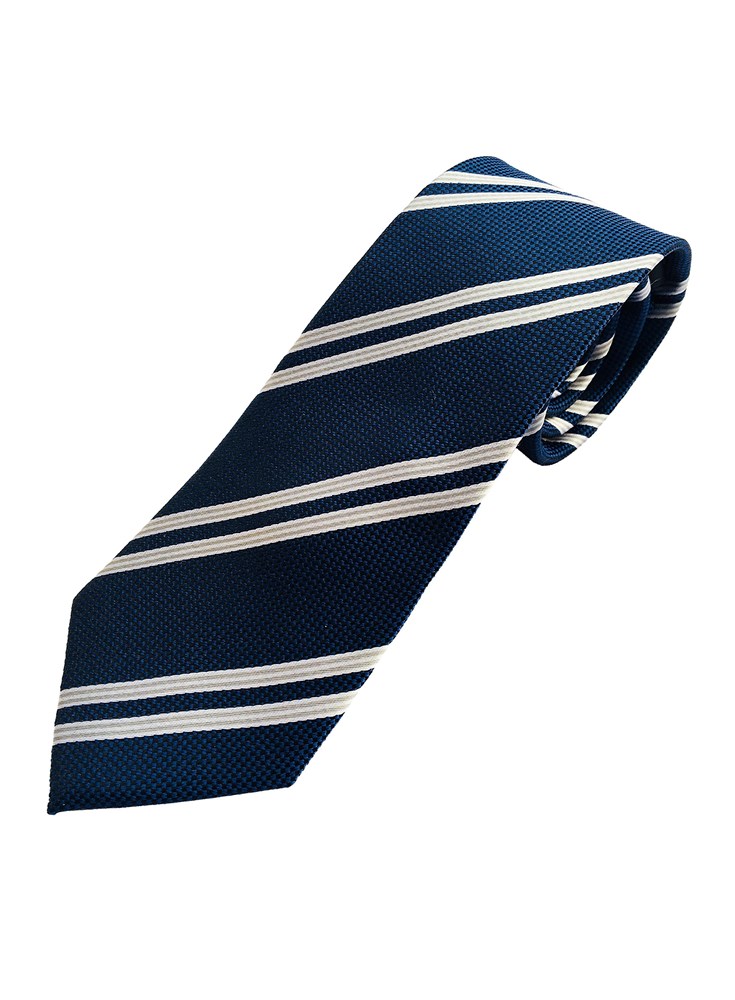 Krawatte gestreift für elegante Herren aus 100% Seide - handgefertigt in Italien - 150 x 7 cm - blau