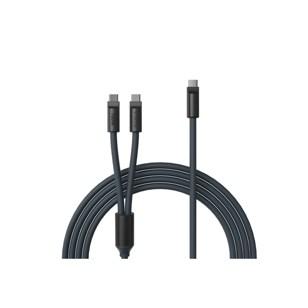 VINGA Baltimore Silikon-Multiladekabel, Type-C to 2x Type-C - navy blau (± PMS 19-4110 TPG)