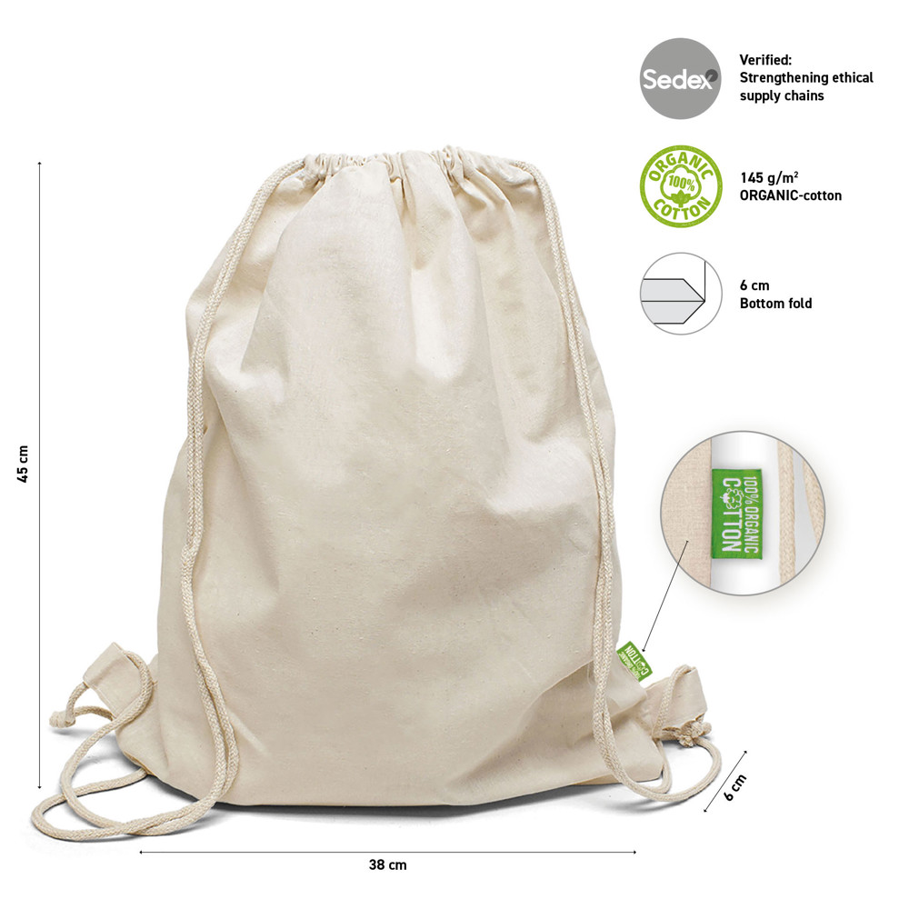 MONTREAL – Bio-Baumwollrucksack mit Kordelzug
