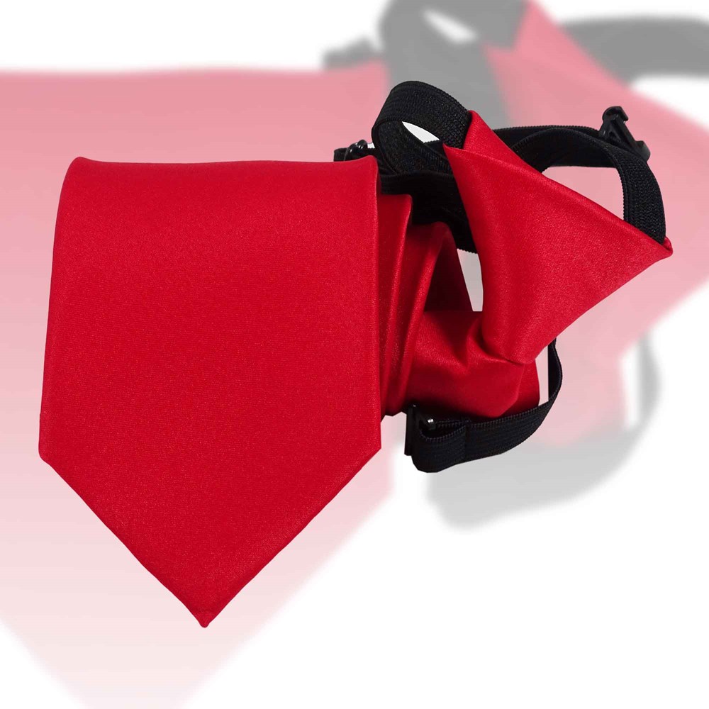 Krawatte mit Gummizug - Sicherheitskrawatte - Bereits gebundene Krawatten im Satin Finish - 51 x 7 cm - Rot