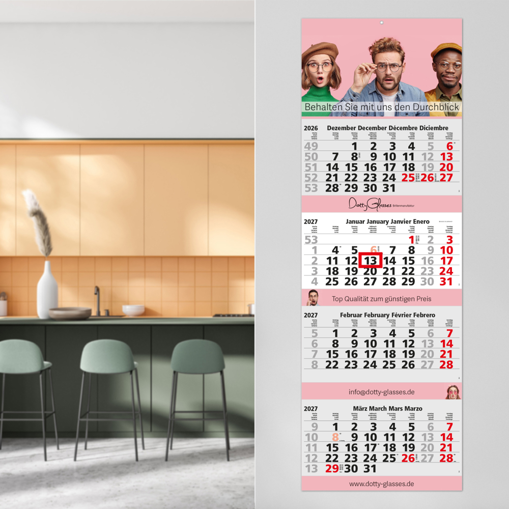 4-Monatskalender Mehrblock Quadro 4 Post